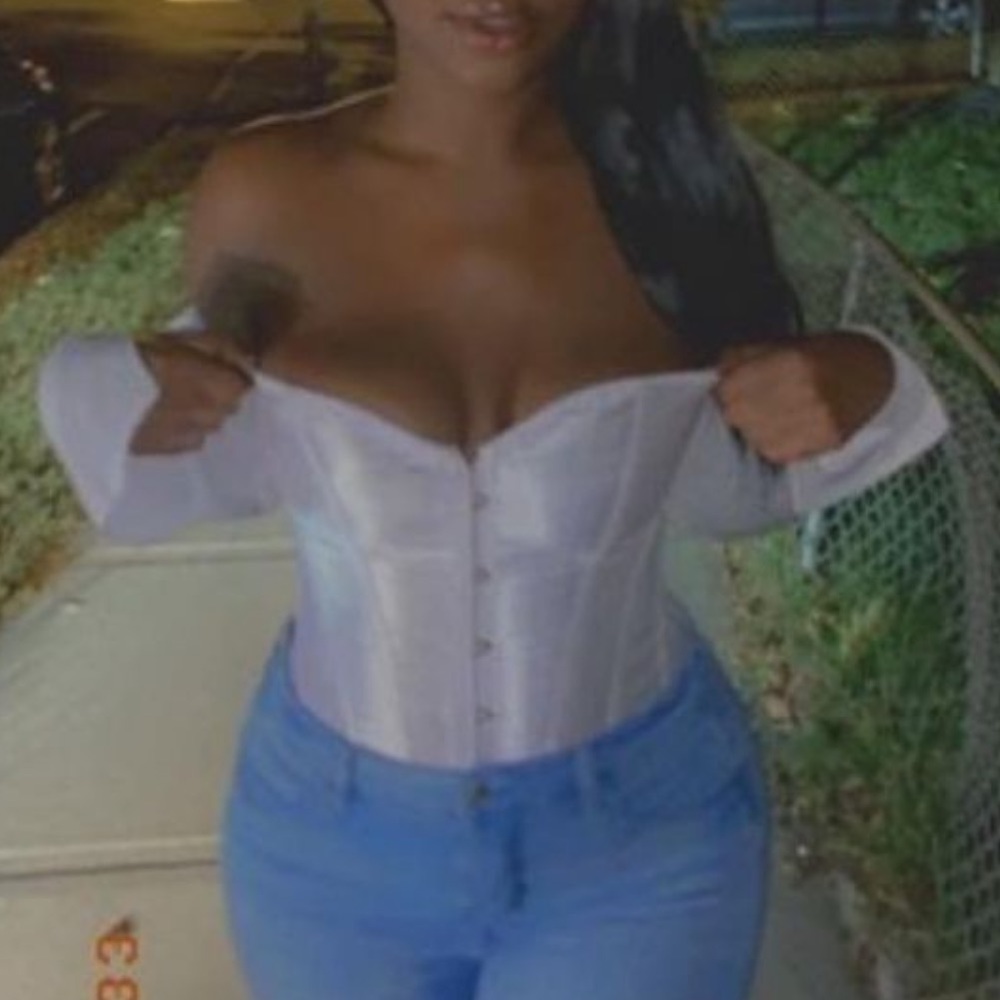 White bubble sleeve corset top